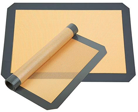 Silicone Set of 2 Non-Slip Washable Reusable Baking Tray, Heat-Resistant Cooking Bakeware Mat, BPA Free (Gray), Silica Gel, Grey