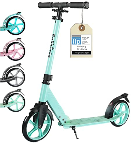 Rollkönig ® Roller Kinder 6 Jahre+ I Faltbarer Scooter Kinder mit großen Rädern I Cityroller Kinder I Auch für Erwachsene mit bis zu 100 kg geeignet