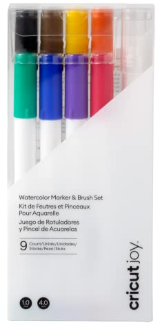 Cricut Watercolor Marker & Brush Set 8 Marker, 1 Wasserpinsel Erstellen Sie ein Aquarell Meisterwerk mit Ihrer Joy Maschine, Multi, 9 Stück 2009978 mehrfarbig Cricut Joy