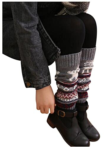 Glücksvogel Damen Stulpen Weihnachten Vintage Winter Beinwärmer Stricken Häkelarbeit Lange Böhmischer Pulswärmer Leg Warmers 80er Jahre Stiefel Boot Abdeckung Knit Crochet Socken Weihnachtsstrumpf