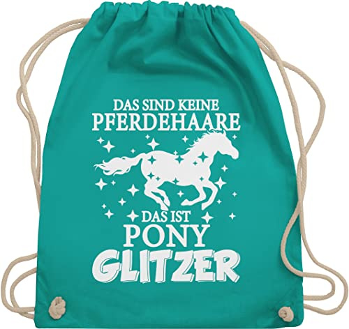 Turnbeutel Rucksack - Pferde Taschen - Das sind keine Pferdehaare - Das ist Pony Glitzer - Unisize - Türkis - geschenke für reiter stalltasche pferd pferdeliebhaber juterucksäcke reiten zubehör