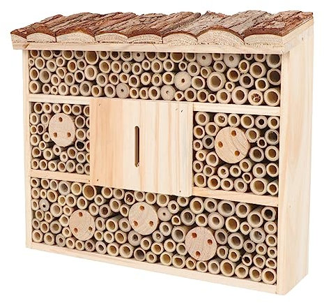 YARNOW Holz-insektenhaus Im Häuschen-Design Dekorative Gartenaccessoire Für Bienen Und Insekten Robustes Material Für Natürliche Umgebung Fördert Das Nisten