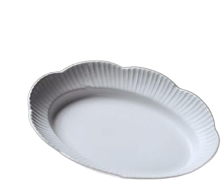 ULTRAWAVE Plato de Cena Plato de cerámica con encaje en relieve for servir, plato hondo blanco for el hogar, restaurante, cocina, plato de ensalada, plato de postre Platos para Platos (Color : B)