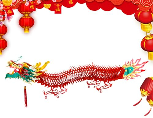usefulbeauty Linternas de Papel Chinas Dragón, Guirnalda de Dragones del Festival de Primavera de 2024, Dragón Chino Creativo de Las linternas de Papel estéticas vívidas para Las Tiendas
