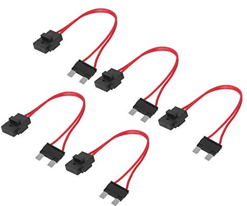 KIMISS 5 Stück Auto-Sicherung, 32 V AC, Kleine Verlängerung für Fahrzeug-Geldautomaten, 20 A, 16 AWG, mit 5 Sicherungen, ACK S 10,9 Mm Halter, 16 AWG, Zerstörungsfrei, Beleuchtungs- und