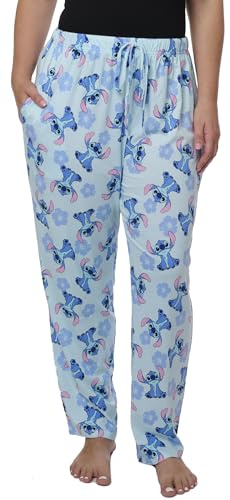 Disney Pantaloni da pigiama da donna in cotone con stampa su tutta la superficie, Stitch, L
