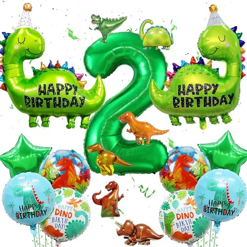 Dinosaurier Geburtstag Deko, 17 Stück Dino Luftballon, Dino Deko Kindergeburtstag, Folienballon Dinosaurier, Kinder Dino Luftballon, für Kinder Junge Dinosaurier Party Deko (2)