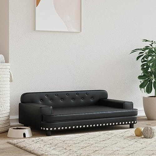 Homgoday Hundebett, Hundebetten Hundesofa Hundecouch Haustiersofa Katzensofa Hundebett für kleine Hunde und Haustiere Schwarz 90x53x30 cm Kunstleder