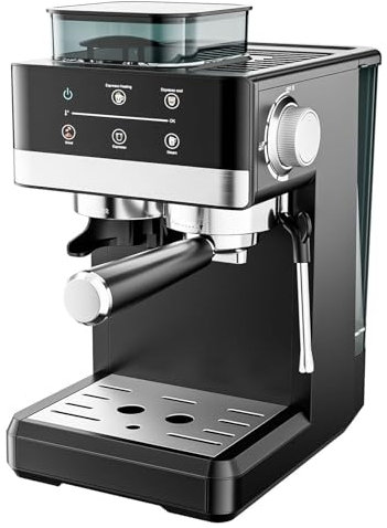 ZyKnaurral Hot and Cold Extraction Coffee Machine, 1350w Espresso Machine, Semi-Automatic Coffee Bean Machine, Espresso Milk Frother, Hot and Cold Dual Extraction, with 1.8l Removable Water Tank