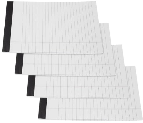 OFFSCH A5 Notizblock Taschengröße 4 Bücher, Kunststoff, Abreißblock | Liniert, 50 Blatt Je Buch, Weißes Papier, Leicht zu Tragen, Schulanfang Party