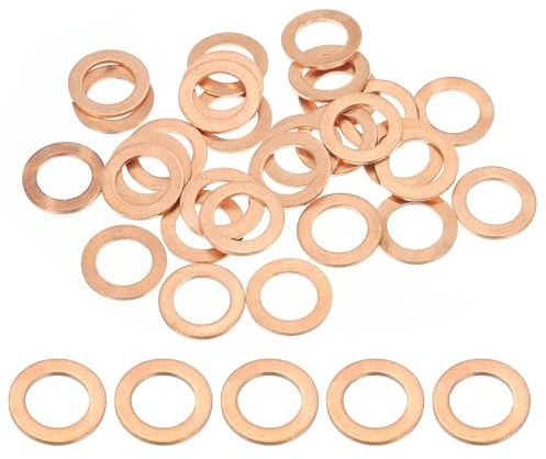 PATIKIL 30pcs Arandela de Cobre M14, Anillo de Sellado, 22x14x1.5mm(OD*ID*Grosor) Junta Plana Métrica Crush Accesorios Hidráulicos para Tornillos Perno Tapones de Cárter Drenaje de Aceite