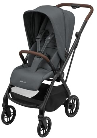 Maxi-Cosi Leona² Kinderwagen, 0–4 Jahre, 0–22 kg, federleichter, superkompakt Buggy, umdrehbare Sitz, einhändig zusammenklappbar, 3Liegepositionen, flache Liegeposition,Easy-In-Gurts, Twillic Graphite