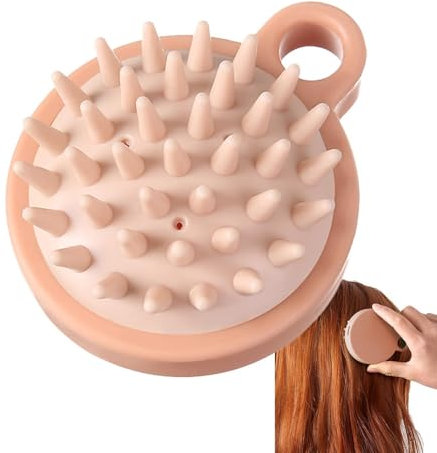 Spazzola per shampoo con manico - Massaggiatore per cuoio capelluto per capelli ricci, spazzola per cuoio capelluto asciutto e bagnato con setole in silicone, comodo scrubber per la testa per la cresc
