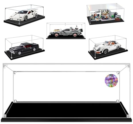 AAABOX 40x25x15cm 3mm Acrílico Vitrina para Lego Coche 1/12 Senna GTR 42123 y 10300 10295 42176 10291 76237 60289 60347,Transparente Grande Caja de Exhibición