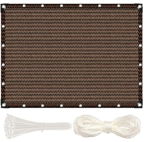 MEEYI Balkon Sichtschutz 80x200cm Balkonbespannung Balkonsichtschutz Balkonverkleidung Sonnenschutz HDPE Gewebe UV-Schutz für Terrasse und Zaun mit Kabelbinder und Kordel Braun