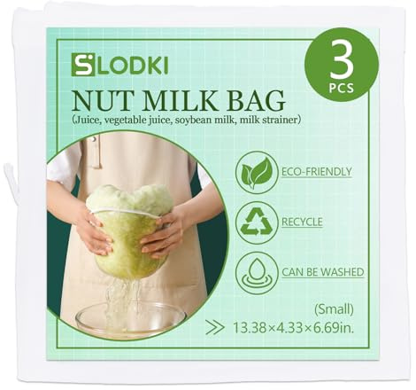 Slodki Cheese Cloth Bag For Straining, Nut Milk Bag - Reusable Straining Bags For Nut Milk, Soy Milk, Dumpling Fillings, And More (3, S) (3, S)