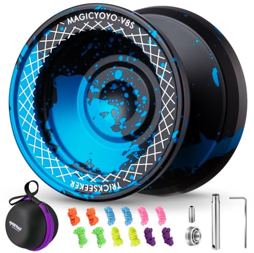 MAGICYOYO JoJo V8S Profi Finger Spin Yoyo für Anfänger & Fortgeschrittene, Responsive JoJo für Kinder ab 8-12 Jahren, Robustes Aluminium-Legierung Trick-Yoyo mit Lagerpaket