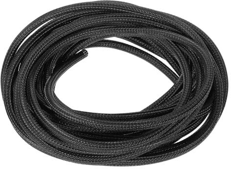 sourcing map UL94-V2 - Funda trenzada de alambre de manga dividida de 3/16 pulgadas, 25 pies, color negro, funda de PET ignífuga para gestión de cables automotriz, hogar