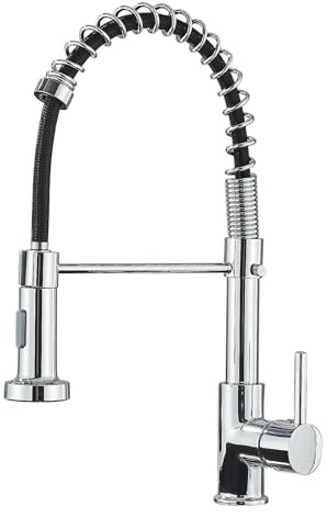 Zamery Kitchen Tap Sink Mixer Tap with Pull Down Sprayer High Arc Swivel 360 with 2 Spray Modes Cold and hot Stainless Steel Chrome Fittings UK Standard