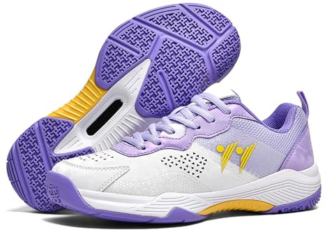 sekiueo Badminton Shoes Men Women Table Tennis Shoes Non-Slip Lightweight for Indoor Outdoor Court,Purple,7 UK