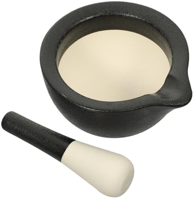 HEALEEP Stößel Mit Mahlbecher Aus Keramik Für Knoblauch Tablette Und Zerkleinern Von Gewürzen Und Stößel Heimgebrauch Oder Restaurant