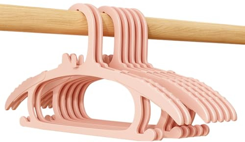 Liemuao - Appendini per bambini, estensibili con tacche alle spalle, in plastica, appendiabiti per bambini, impilabili, per armadio, camera da letto, regalo per neonato, colore: rosa
