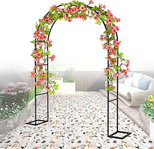 Arco de jardín de Metal Negro de 40 cm de Ancho, cenador Tubular Independiente for Rosas y Plantas trepadoras, Arco de Soporte Fuerte y Resistente.(120x220x40CM)