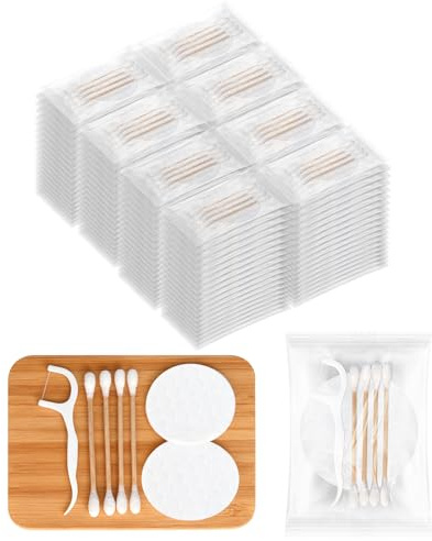 LLHQAMT Hotel Vanity Kit, Vanity Kits Bulk Einzelverpackung, Hotel Toilettenartikel Set mit Wattepads, Wattestäbchen, Zahnseide, geeignet für Reisen, Hotel zu Hause (200 Stück)