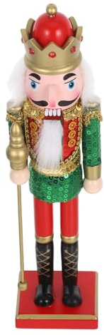 STAHAD Schiaccianoci di Natale in Legno Decorazione Soldato con Paillettes Verde per Tavolo Focolare e Mensola Ornamento Festivo Resistente per Atmosfera Natalizia Unica