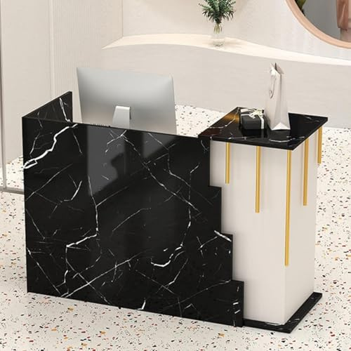 Scrivania da ufficio con cassetti chiudibili a chiave, moderno bancone in piedi per checkout e ricevimenti, soluzione salvaspazio per spazi professionali
