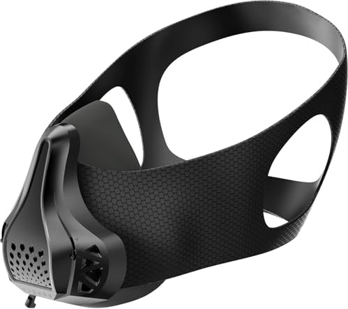 FDBRO Svart sportmask 48 andningsnivåer höjdmasker för löpning, tyngdlyftning, jogging, uthållighetsträning, förbättring av lungkapaciteten