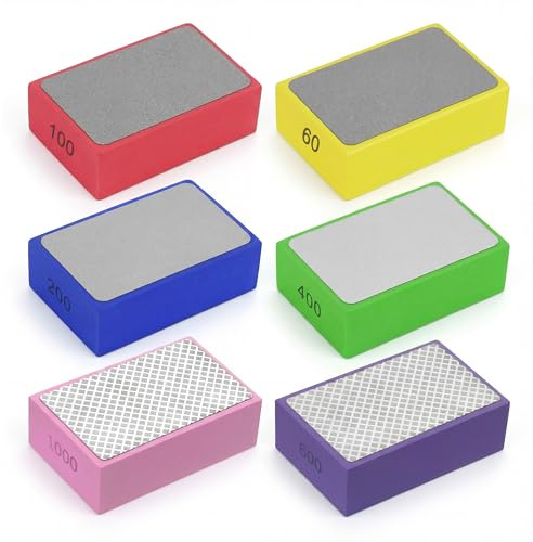 Lifegogo Set 6 Tamponi Diamantati per Levigatura Manuale,Spugne Abrasive Diamantate per Lucidatura di Marmo, Granito, Vetro e Piastrelle, Blocchi Abrasivi per Rifinitura Bordi e Rimozione Sbavature