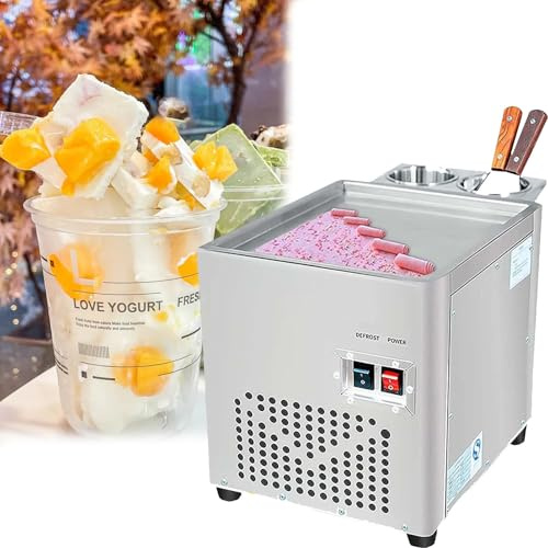 Macchina per il gelato, Acciaio inossidabile, Macchina automatica per gelato fritto, Raffreddamento efficiente, Basso rumore, Controlli intuitivi, Design a piastra singola