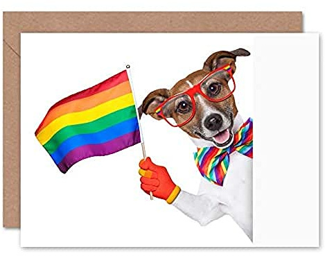 Fine Art Prints Jack Russell Gay Pride Greeting Card With Envelope Inside Premium Quality