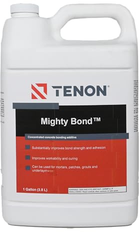Tenon Mighty Bond - Additive for Concrete, Grout, Mortar, and More, Enhances Strength, Adhesion, and Lifespan, Great for Glass, Tile, or Wood Applications, Interior or Exterior Repairs (1 Gallon)