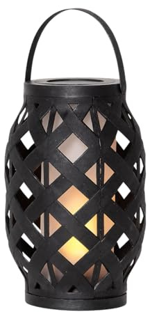 Star Trading LED Laterne Flame Schwarz – Flammeneffekt gelb, 23 cm, Timer 6h/18h, batteriebetrieben, Indoor & Outdoor Laterne, Dekoleuchte Garten & Balkon
