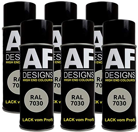 Alex Flittner Designs 6X Ral Pintura en Espray Pintura Coche Laca Colorida Lata de Aerosol RAL7030 Gris Piedra Mate