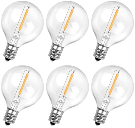 ROMANJOY Bombillas LED G40, base de rosca E12 de 2200 K, blanco cálido, CA 220 V-240 V, bombilla de repuesto de 1 W para cadena de luces G40 para exteriores, no regulables, bombillas de vidrio