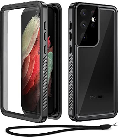 Beeasy Kompatibel mit Samsung Galaxy S21 Ultra Hülle, IP68 wasserdichte Outdoor Handyhülle, 360 Grad Schutzhülle mit Displayschutz, Staubdicht Sturzfest Stoßfest Bumper Cover Case, Schwarz