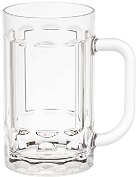 Kadum Lot de 2 verres à bière d'extérieur - 420 ml - Incassables - Avec anse incassable - Verre de camping en plastique polycarbonate - Parfait pour le jardin, le pique-nique, la terrasse, le bar, le