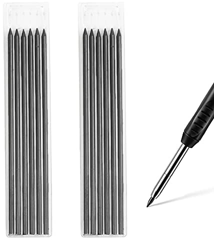 Carpenter Pencil Refills, 12Pcs Solid 2.8mm Mechanical Leads for Construction, Smooth & Long Lasting Replacements for Woodworking Scriber Marking Architect Drawing