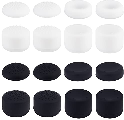 OLYCRAFT 16Pcs Thumb Grips Joystick Cap Analog Stick Cover Silicone Analog Controller Gamepad Raised Antislip Thumb Stick Grips for PS5 PS4 Xbox360 Controller - Black & White