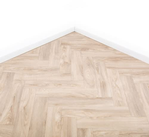 Grandismo Sunbeam Herringbone Vinyl Lino Roll Flooring 2m & 4m Width Bathroom Kitchen Flooring (3m x 2m (9ft 10 x 6ft 6))