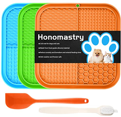 Honomastry Lick Mat for Dogs, Premium Lick Pad with Suction Cups for Dog Anxiety Relief, Slow Feeder Dog Bowls, Bathing, Grooming and Training.