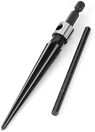 Fixinus T-Shape Handle Taper Reamer, 3-13mm (1/8''-1/2'') Bridge Pin Hole Hand Held Tapered Reamers 6 Fluted Chamfer Reaming Guitar Woodworker Luthier Tool