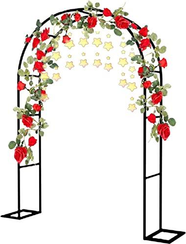 Zwpily Arche Jardin Aluminium Largeur, Arche À Rosiers Métal, Filet À Plantes Grimpantes, Filet de Treillis, pour Récolte de Concombres, Légume, Vignes, Plantes Grimpantes,300x220x40CM
