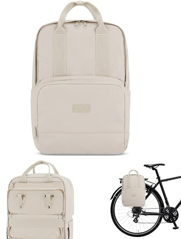 LARKSON Bolso Alforja para Bicicleta Beis - No 6 Bike - 2 en 1 Mochila de Ciclismo y Bolsa para Rack Trasero de Bici, Morral Material Reciclado - Repele Agua