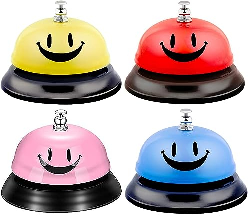 4 Stück Tischglocke, Rezeptionsklingel mit Knackigem Klingeln Service Glocke Klingel mit klarem Klang für Restaurant Küche Hotel Bars Service Haustier Weihnachtsfeier Kostüm Party Festival