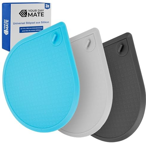 Universal Stöpsel, 3 Stück, aus Silikon, 17 x 15 cm Stopfen, Badewannenstöpsel für bis Ø 130 mm Abflüsse, Waschbeckenstöpsel, Abfluss Stopper für Badewanne, Dusche, Waschbecken, Spülbecken, Haushalt