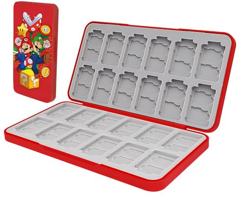 PERFECTSIGHT Carina custodia per carte da gioco per Nintendo Switch/Switch Lite/OLED, custodia per 24 cartucce per carte da gioco e 24 schede SD, scatola portatile compatta Kawaii, Chomper rosso, 24